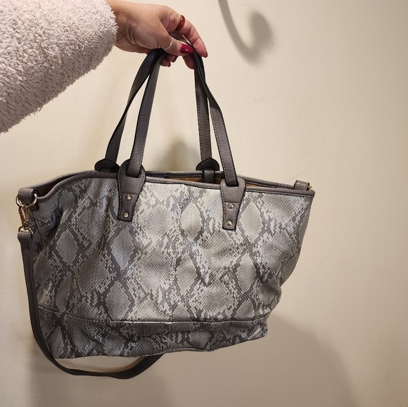 LOUENHIDE Gray Snake Print Large Tote Bag - Picture 2 of 13